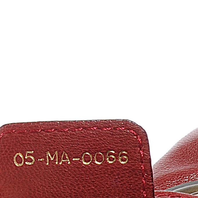 Calfskin Cannage Drawstring Bag Red