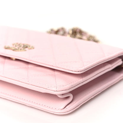 Chanel Caviar Quilted Crystal CC Wallet On Chain WOC Light Pink 11 of 12
