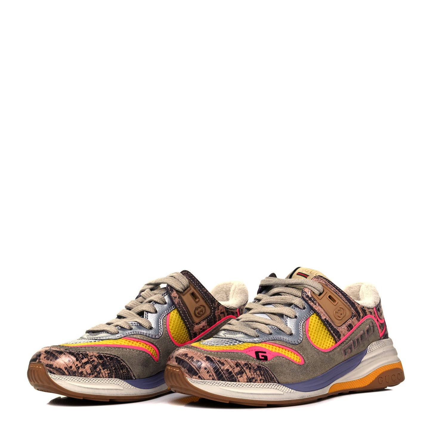 Suede Calfskin Tejus Printed Womens Ultrapace Sneakers 35.5 Pink Silver Oatmeal Yolk
