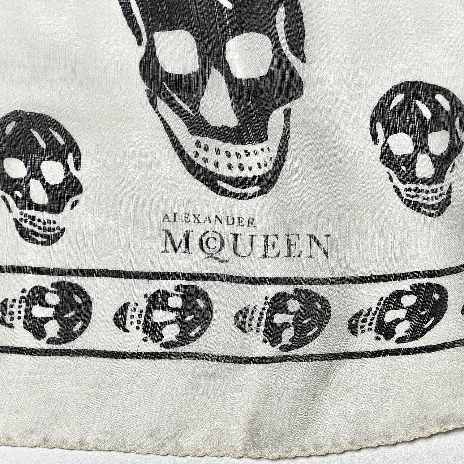 Alexander McQueen Silk Chiffon Skull Scarf Ivory Black 3 of 6