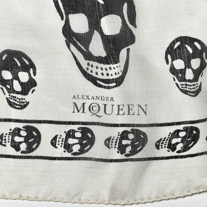 Alexander McQueen Silk Chiffon Skull Scarf Ivory Black 3 of 6