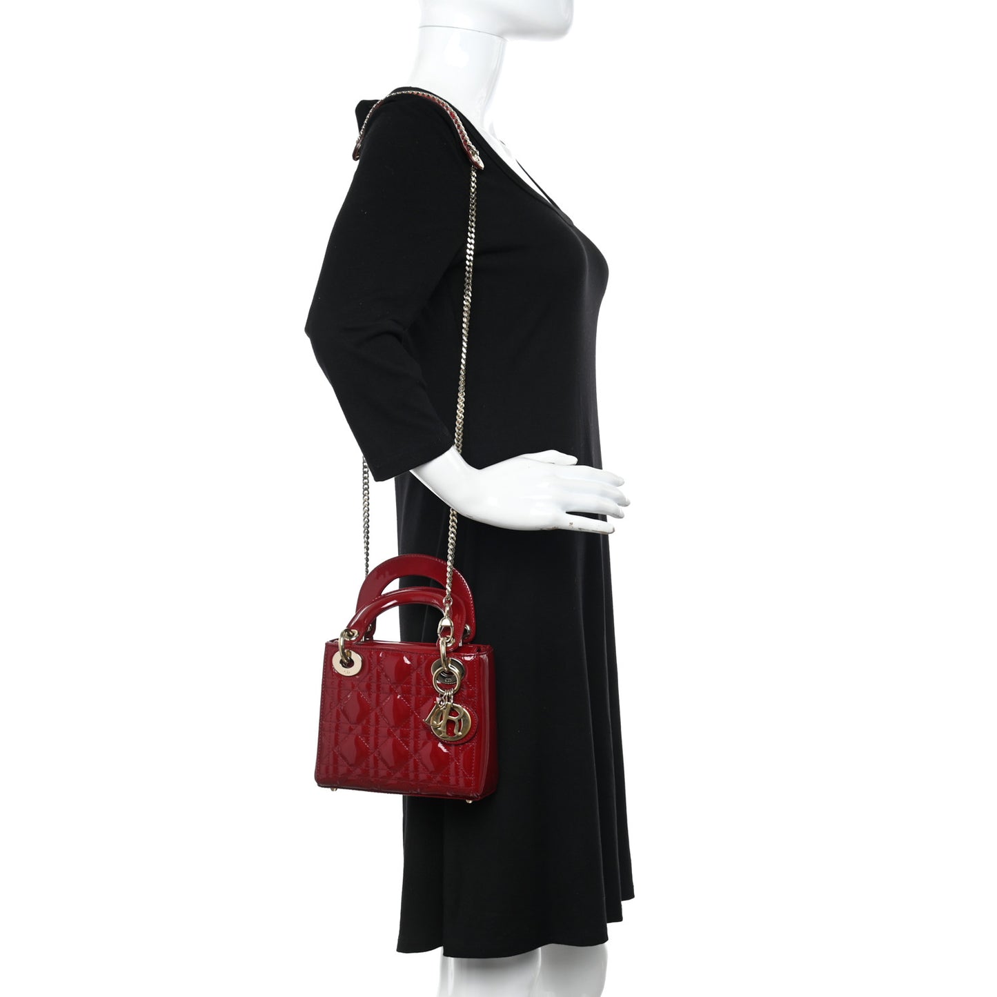 Patent Cannage Mini Lady Dior Red