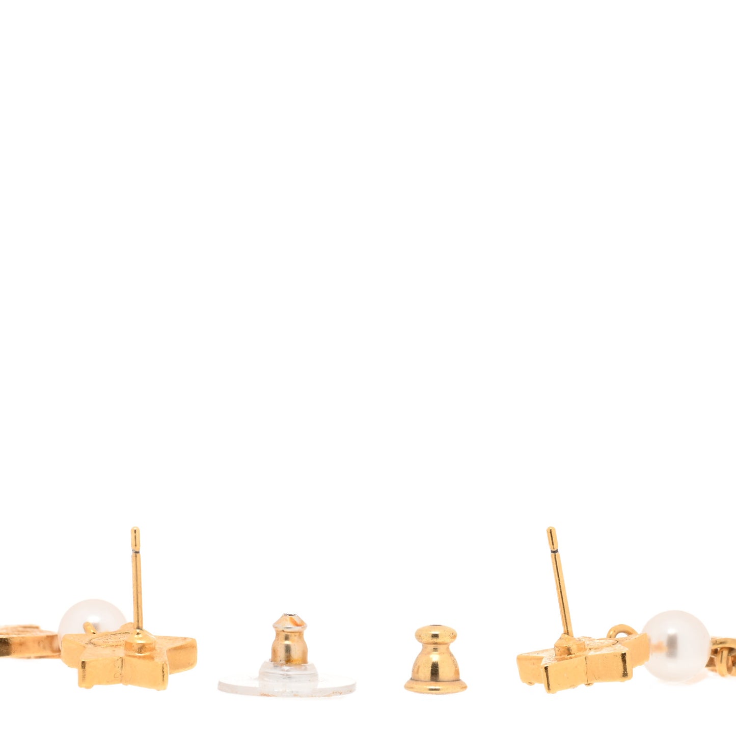 Crystal Pearl CC Star Drop Earrings Gold