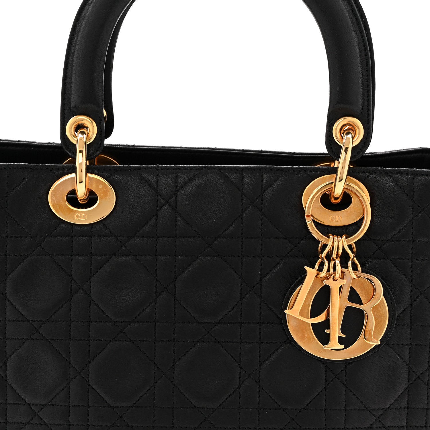 Christian Dior Lambskin Cannage Medium Lady Dior Black 7 of 9