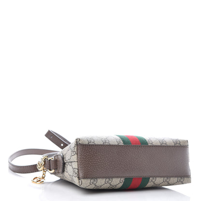 Gucci GG Supreme Monogram Textured Dollar Calfskin Web Small Ophidia Dome Shoulder Bag Beige Ebony New Acero 4 of 9