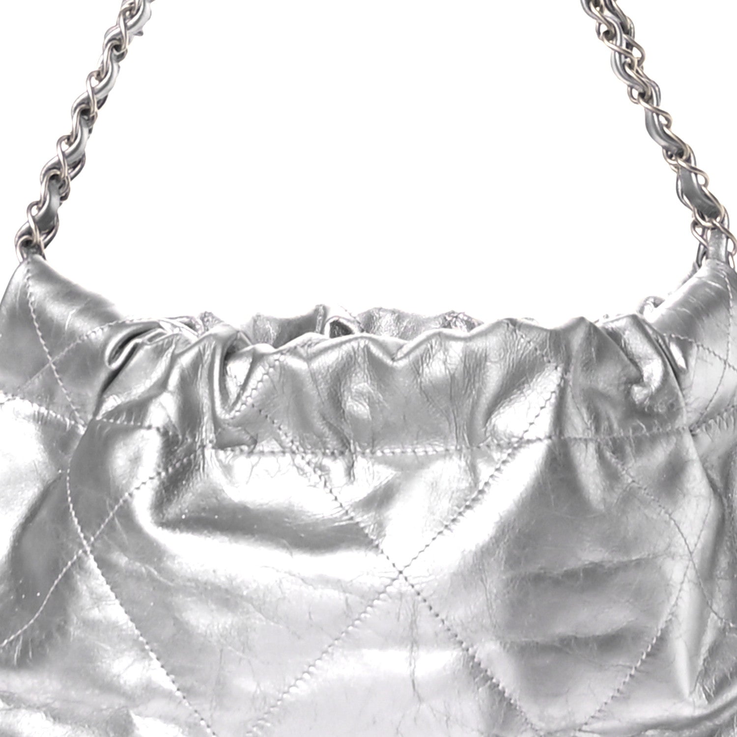 Chanel Metallic Calfskin Quilted Small Chanel 22 Silver 9 of 13