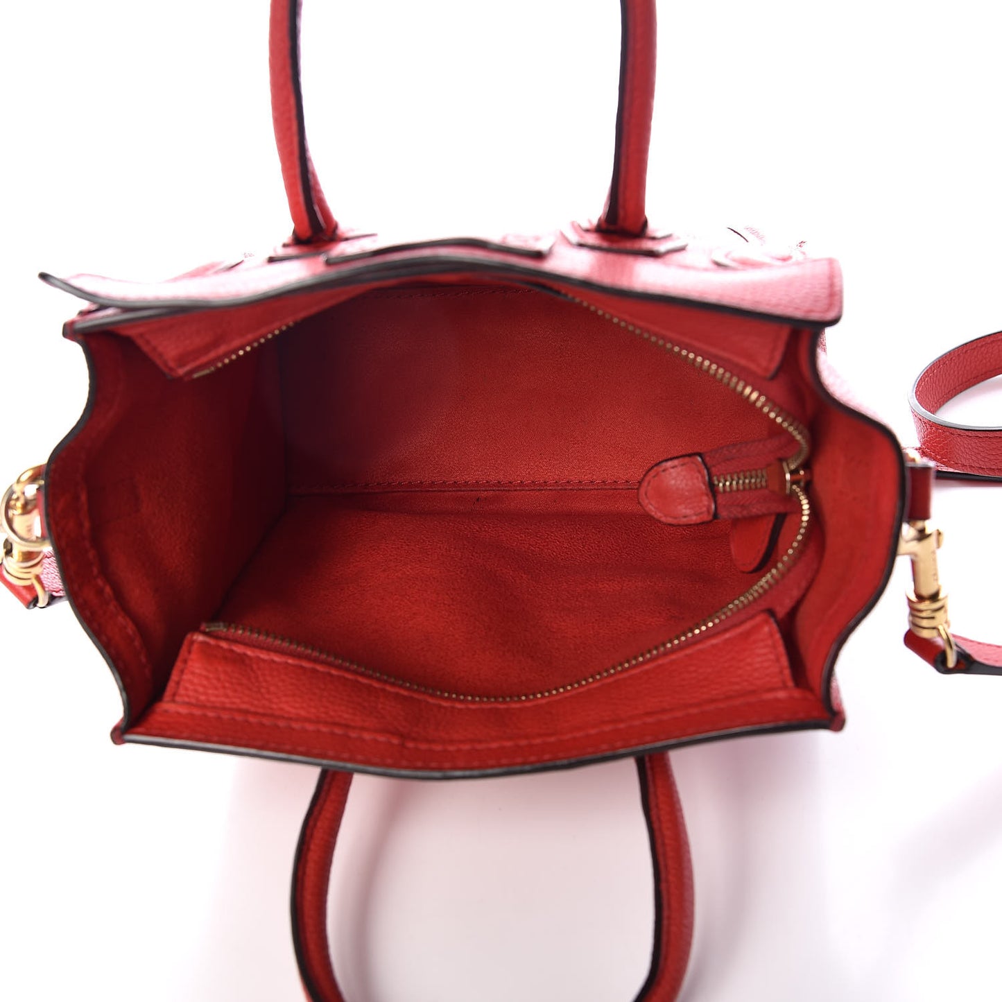 Drummed Calfskin Nano Luggage Coquelicot