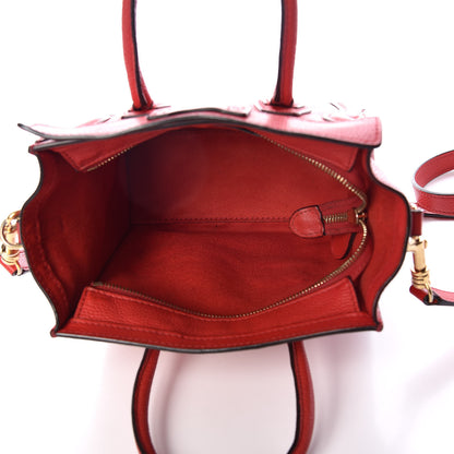 Celine Drummed Calfskin Nano Luggage Coquelicot 7 of 14