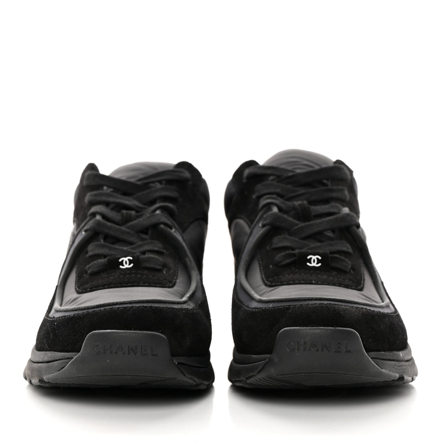 Fabric Calfskin Suede CC Sneakers 39 Black