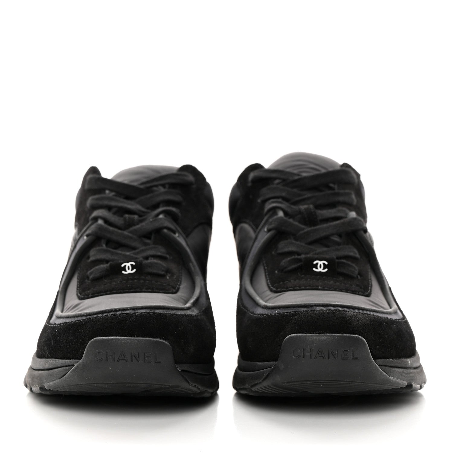 Chanel Fabric Calfskin Suede CC Sneakers 39 Black 2 of 9