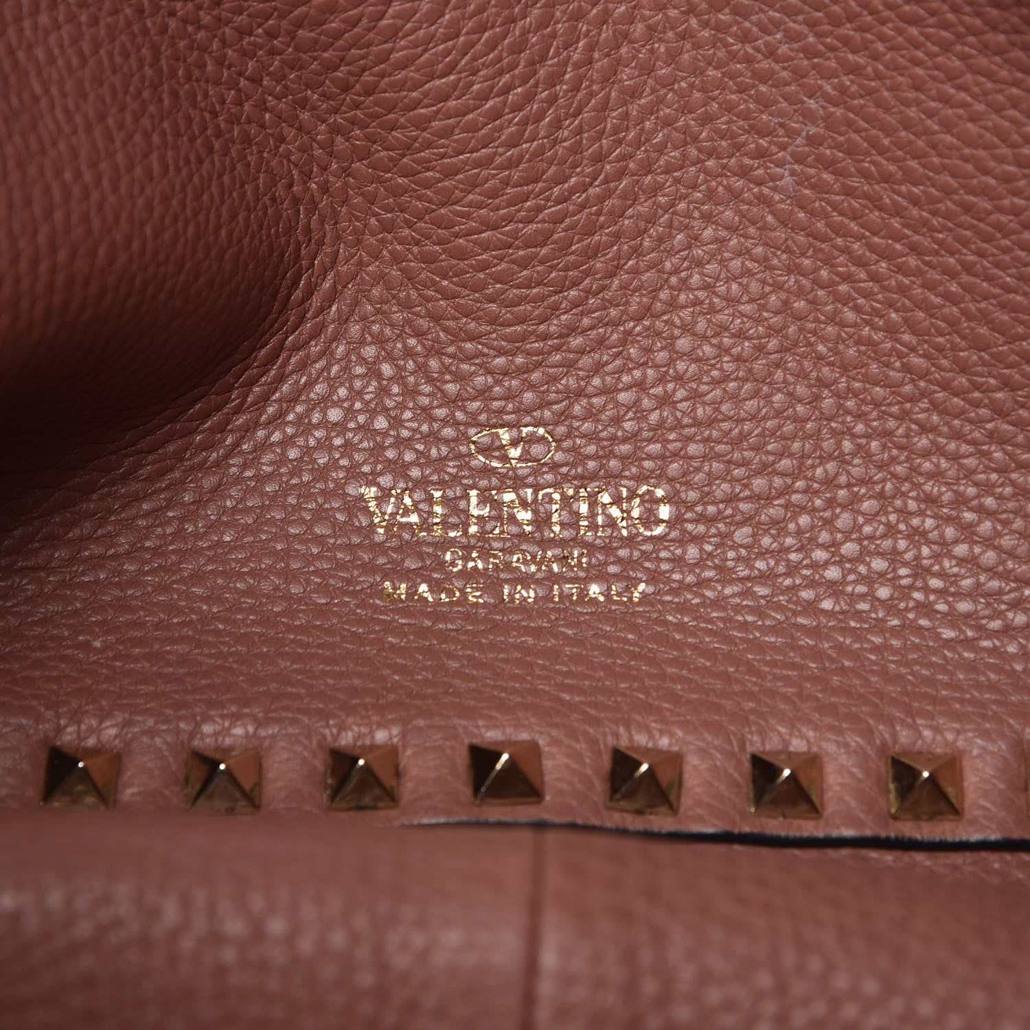 Valentino Garavani Grained Calfskin Small Rockstud Reversible Tote Grey Dark Rose 12 of 19