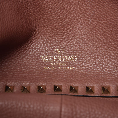 Valentino Garavani Grained Calfskin Small Rockstud Reversible Tote Grey Dark Rose 12 of 19