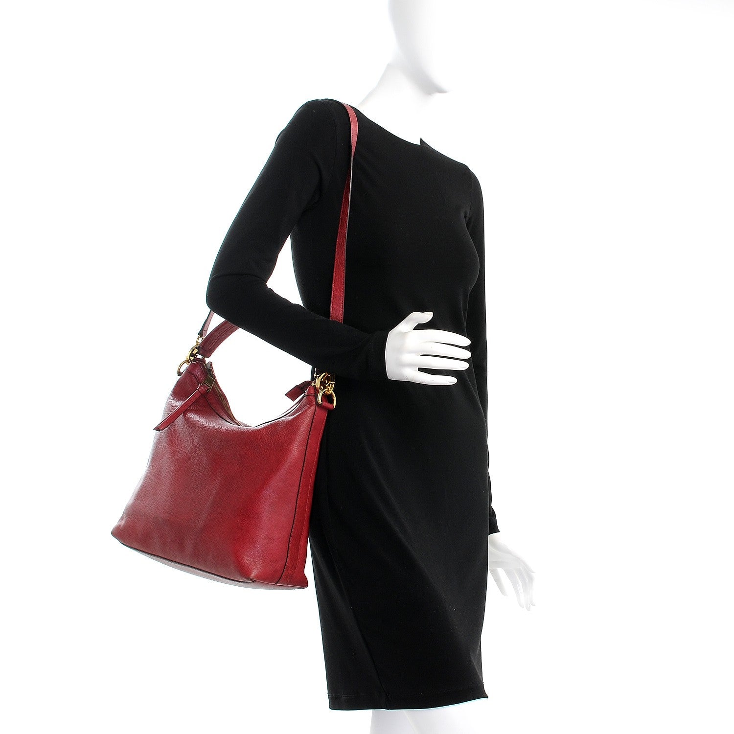 Gucci Pebbled Calfskin Small Miss GG Hobo Red 2 of 12