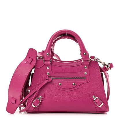 Balenciaga Grained Calfskin Neo Classic Silver Hardware Mini City Fuchsia 1 of 8