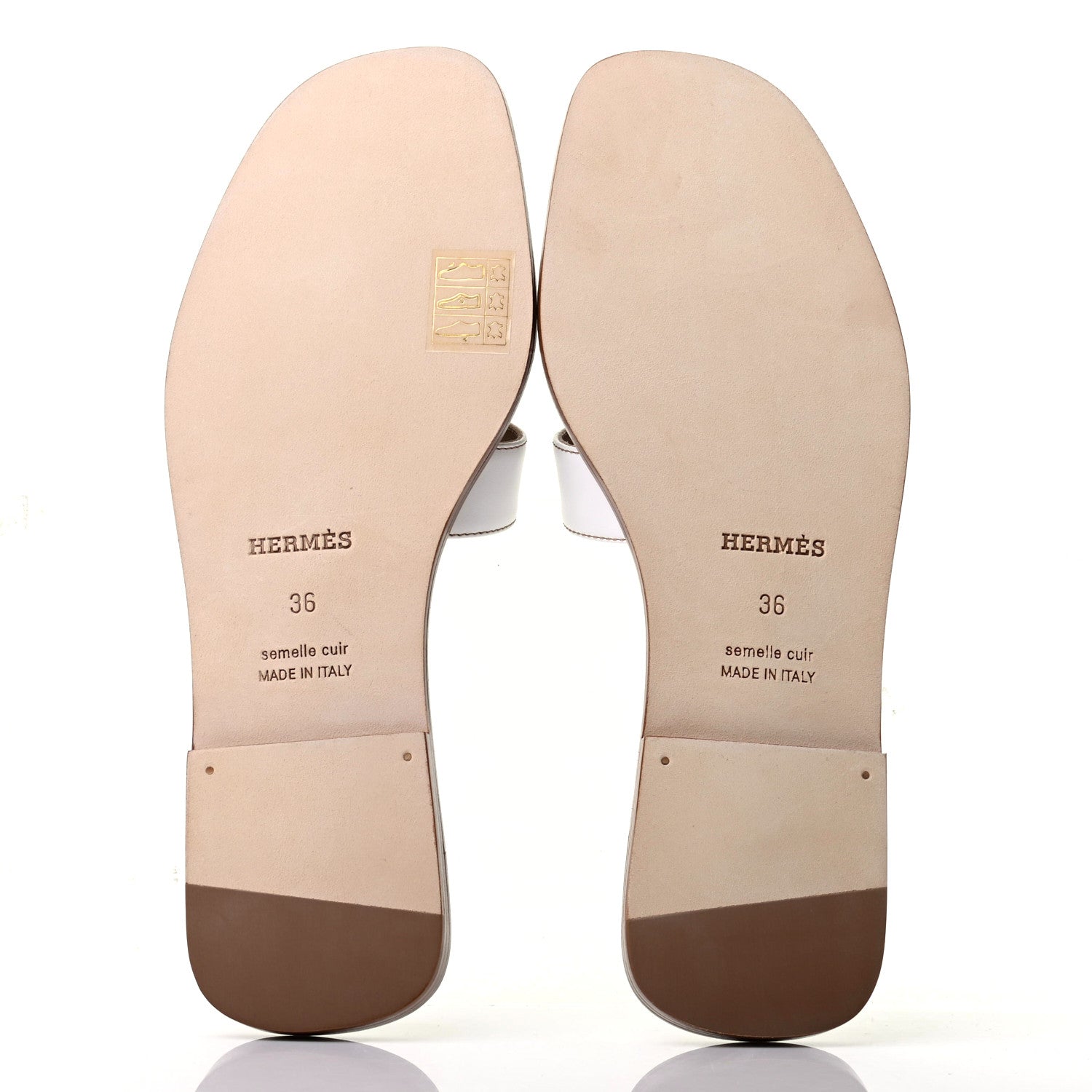 Hermes Box Calfskin Oran Sandals 36 White 5 of 9