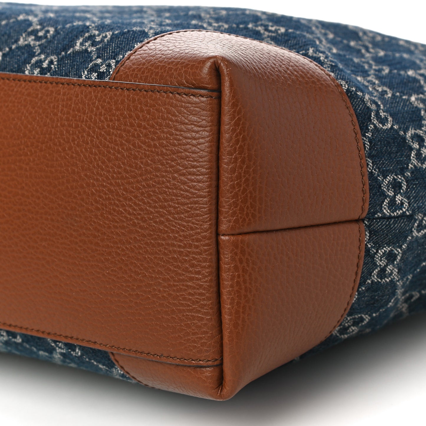 New Denim GG Monogram Medium Ophidia Shopping Tote Blue Tea Cuir