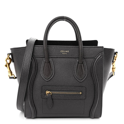 Celine Drummed Calfskin Nano Luggage Liquorice 1 of 11