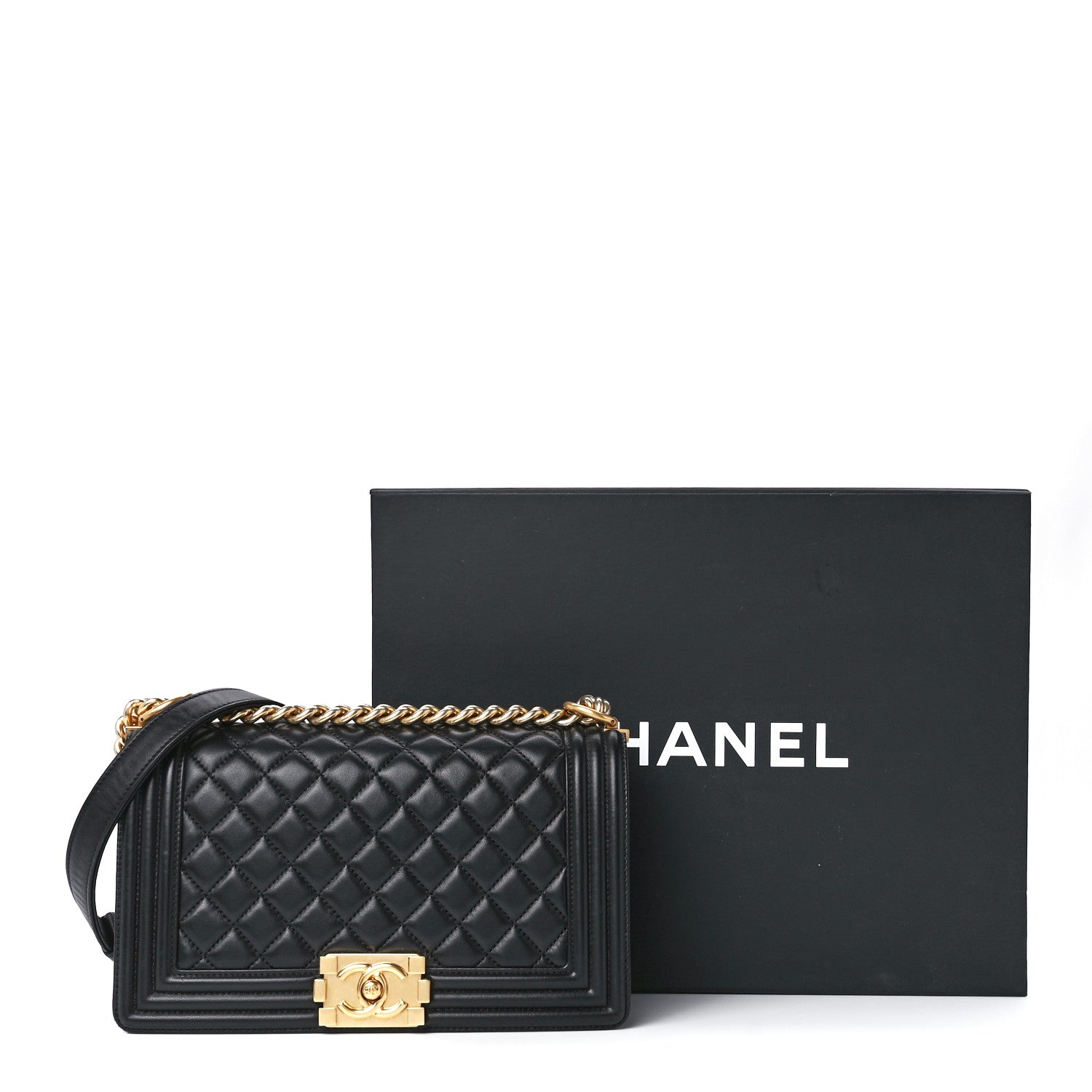 Chanel Lambskin Quilted Medium Boy Flap Black 11 of 11
