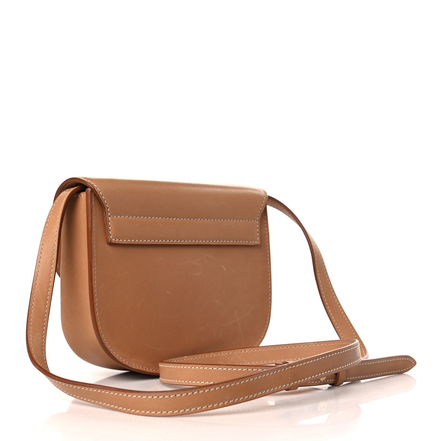 Smooth Vintage Calfskin Small Kaia Satchel Brown Gold
