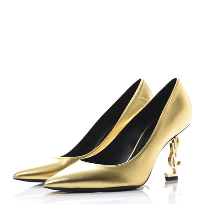 Saint Laurent Metallic Calfskin Opyum 85 Pumps 39.5 Gold 3 of 10
