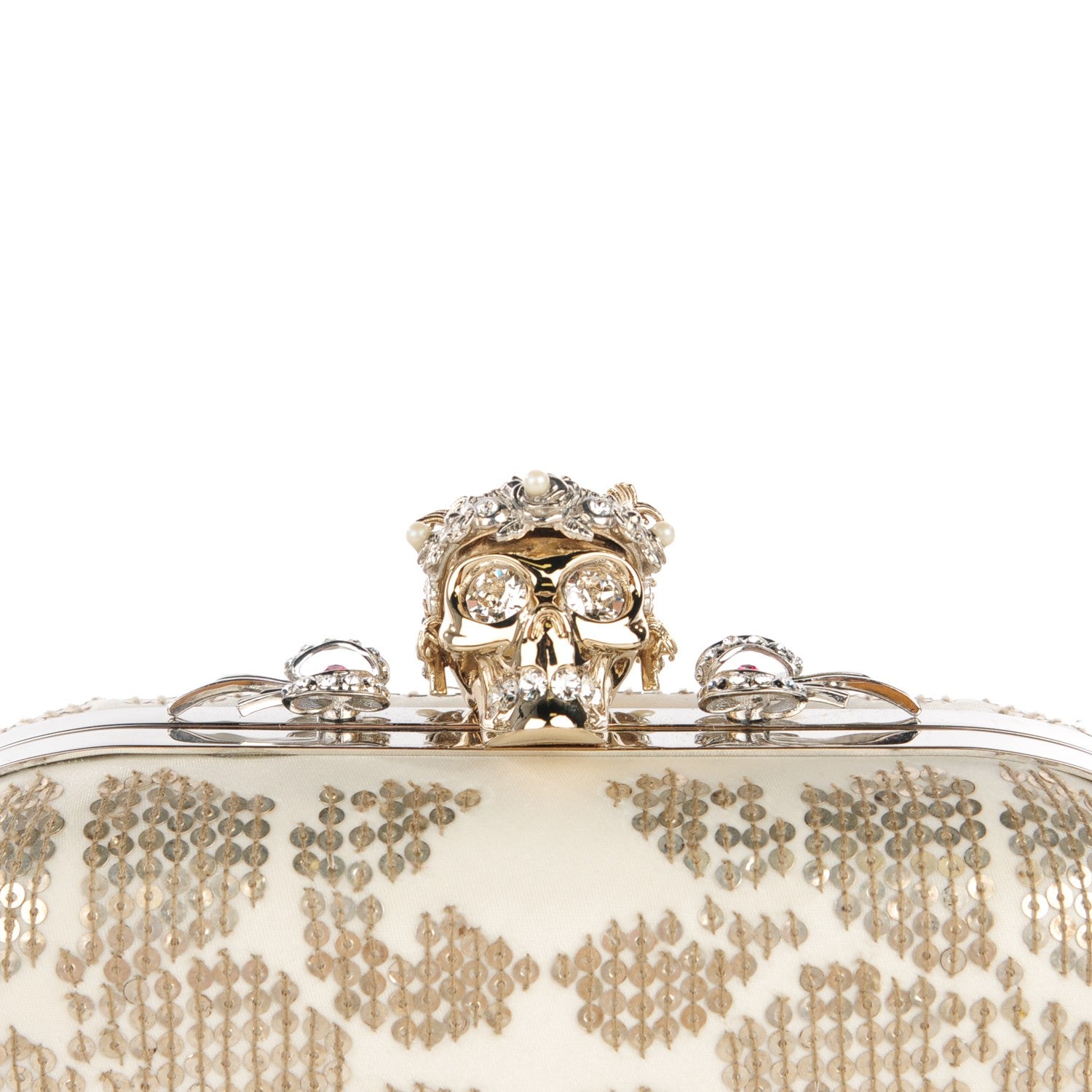 Alexander McQueen Sequin Crown Skull Box Clutch White 8 of 8