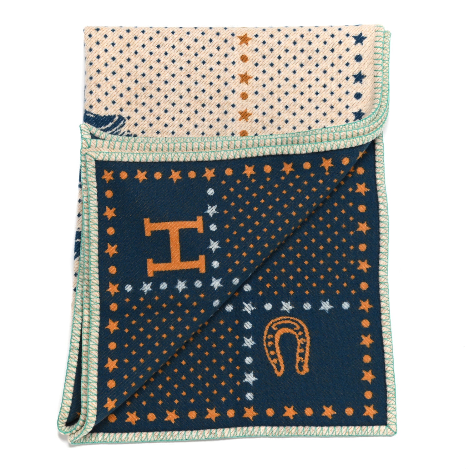 Hermes Wool Cashmere Western And Company Blanket Indigo 2 of 3