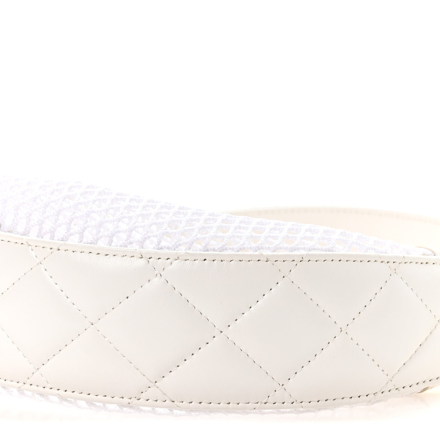 Mesh Shiny Lambskin Chain Hobo White