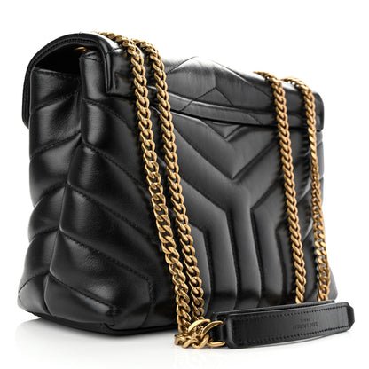 Saint Laurent Calfskin Y Quilted Monogram Small Loulou Chain Satchel Black 3 of 11