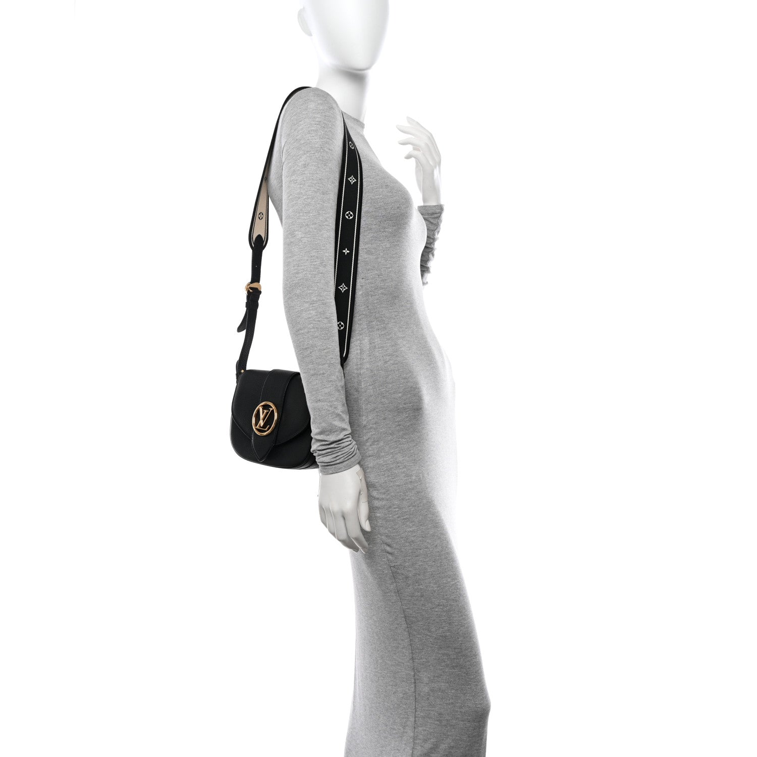 Louis Vuitton Grained Calfskin LV Pont 9 Soft PM Black 2 of 15
