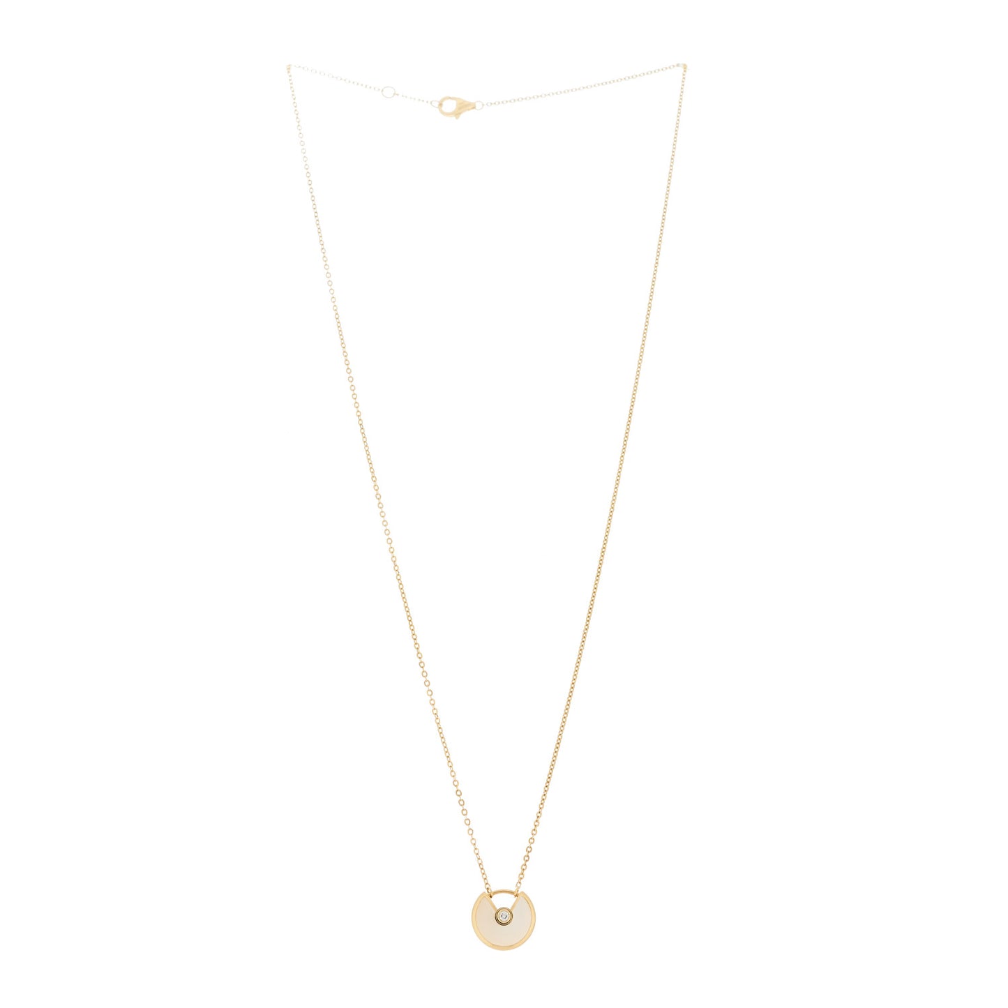 18K Yellow Gold Diamond Mother of Pearl XS Amulette de Cartier Pendant Necklace