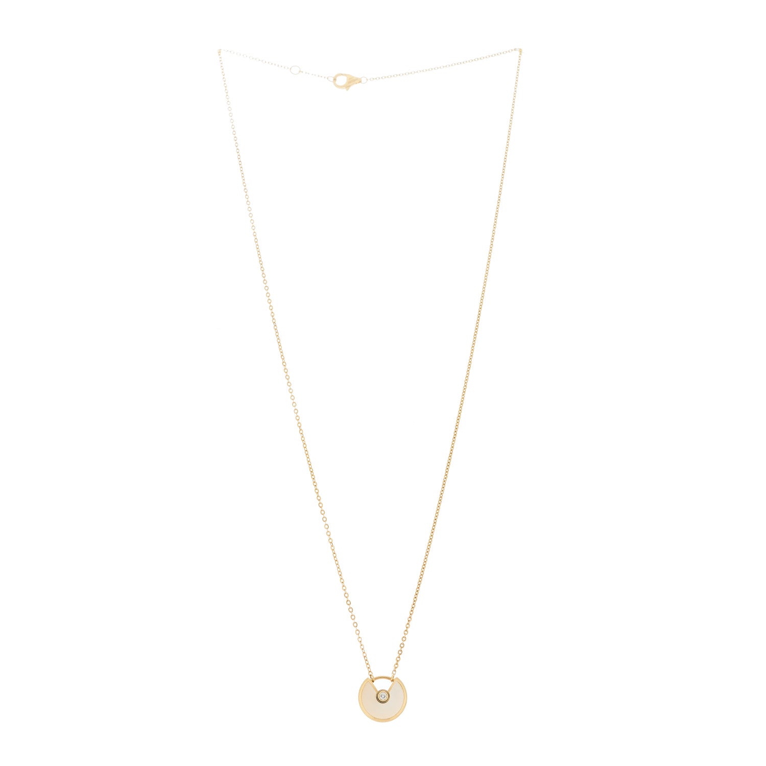 Cartier 18K Yellow Gold Diamond Mother of Pearl XS Amulette de Cartier Pendant Necklace 3 of 5