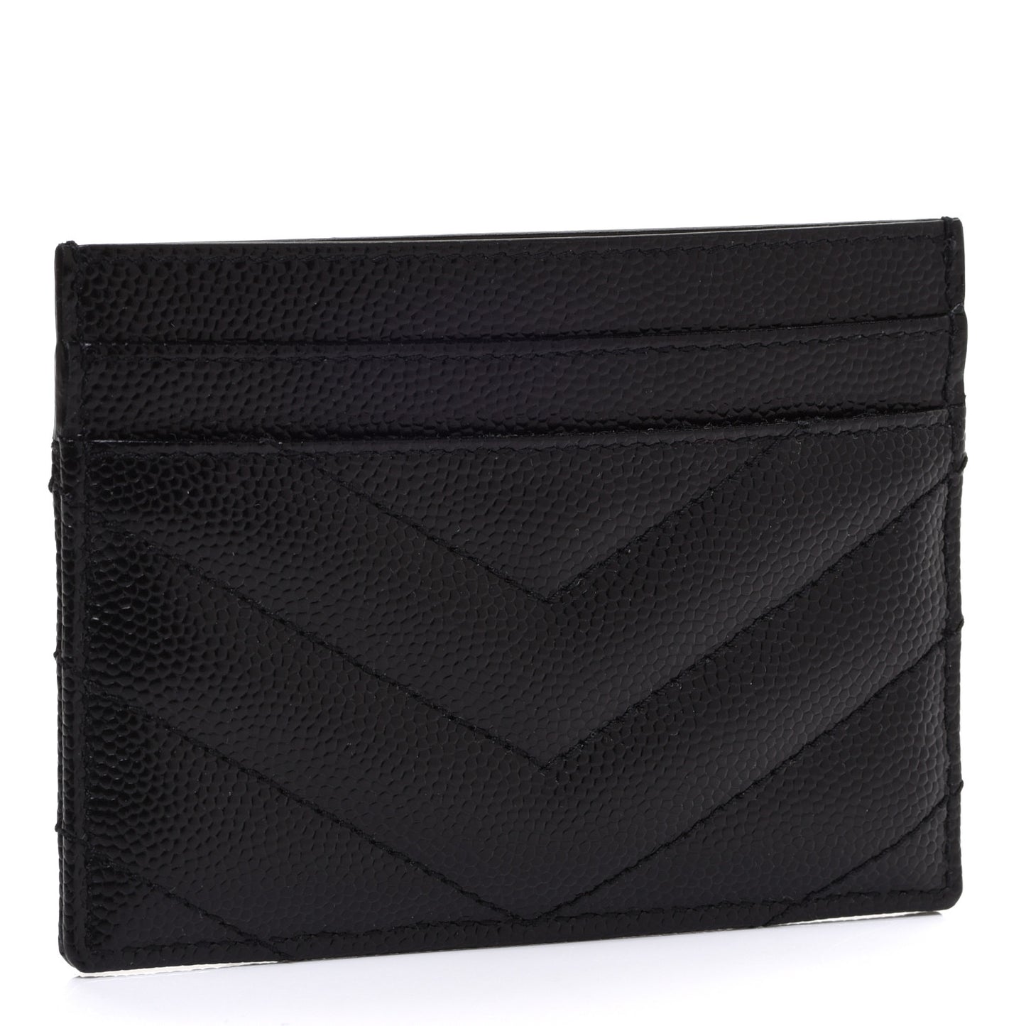 Grain De Poudre Matelasse Chevron Monogram Credit Card Case Black