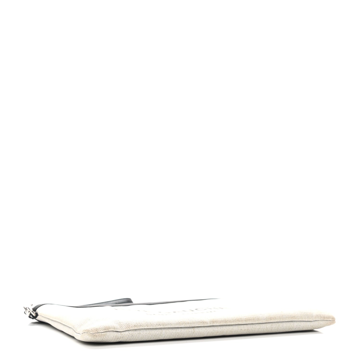 Saint Laurent Linen Canvas Rive Gauche Zipped Pouch Optic White 4 of 10