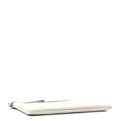 Saint Laurent Linen Canvas Rive Gauche Zipped Pouch Optic White 4 of 10