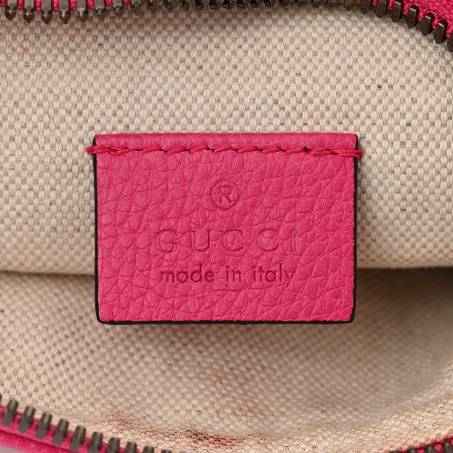 Grained Calfskin Small Logo Belt Bag Box Pink Green