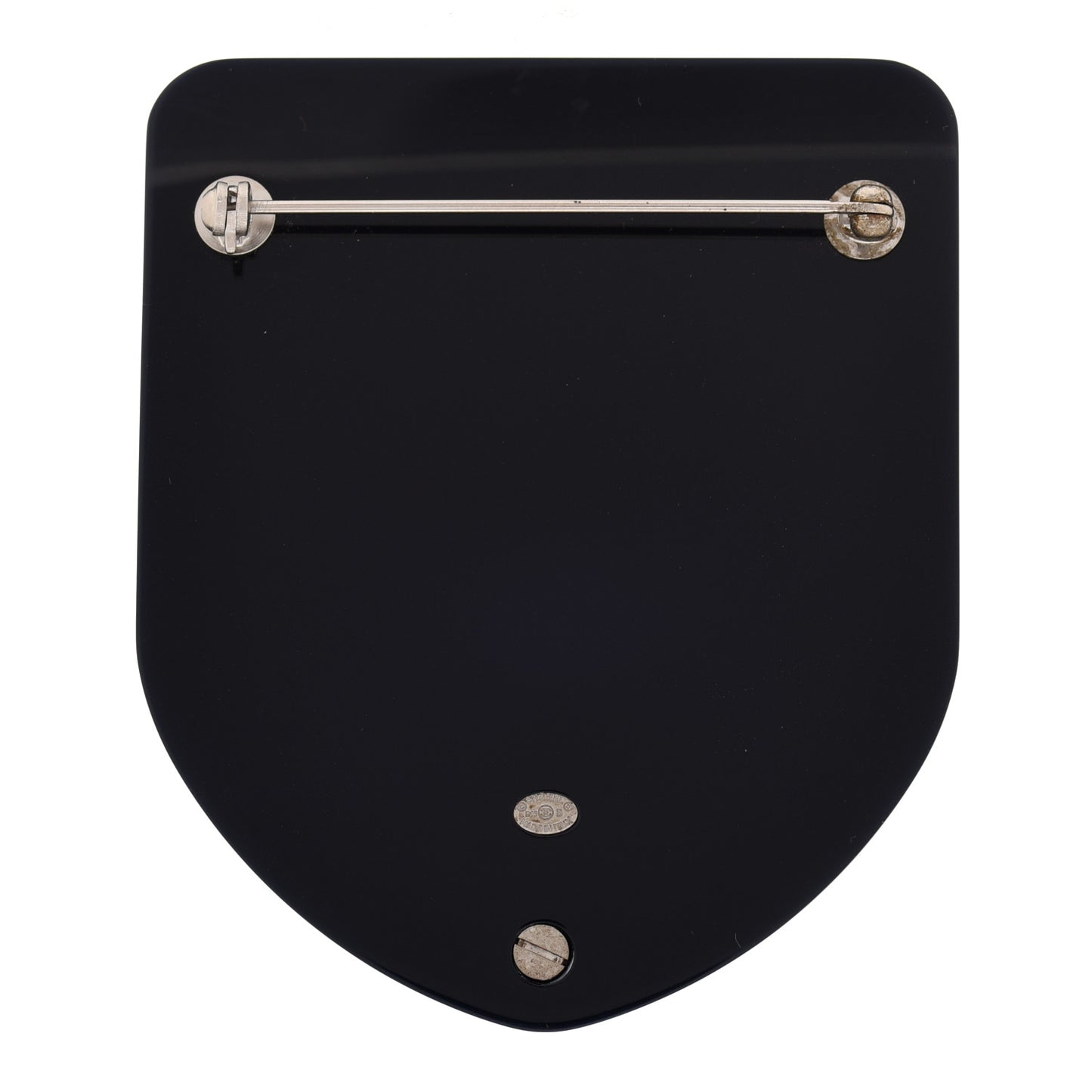 Resin Pearl CC Shield Brooch Black