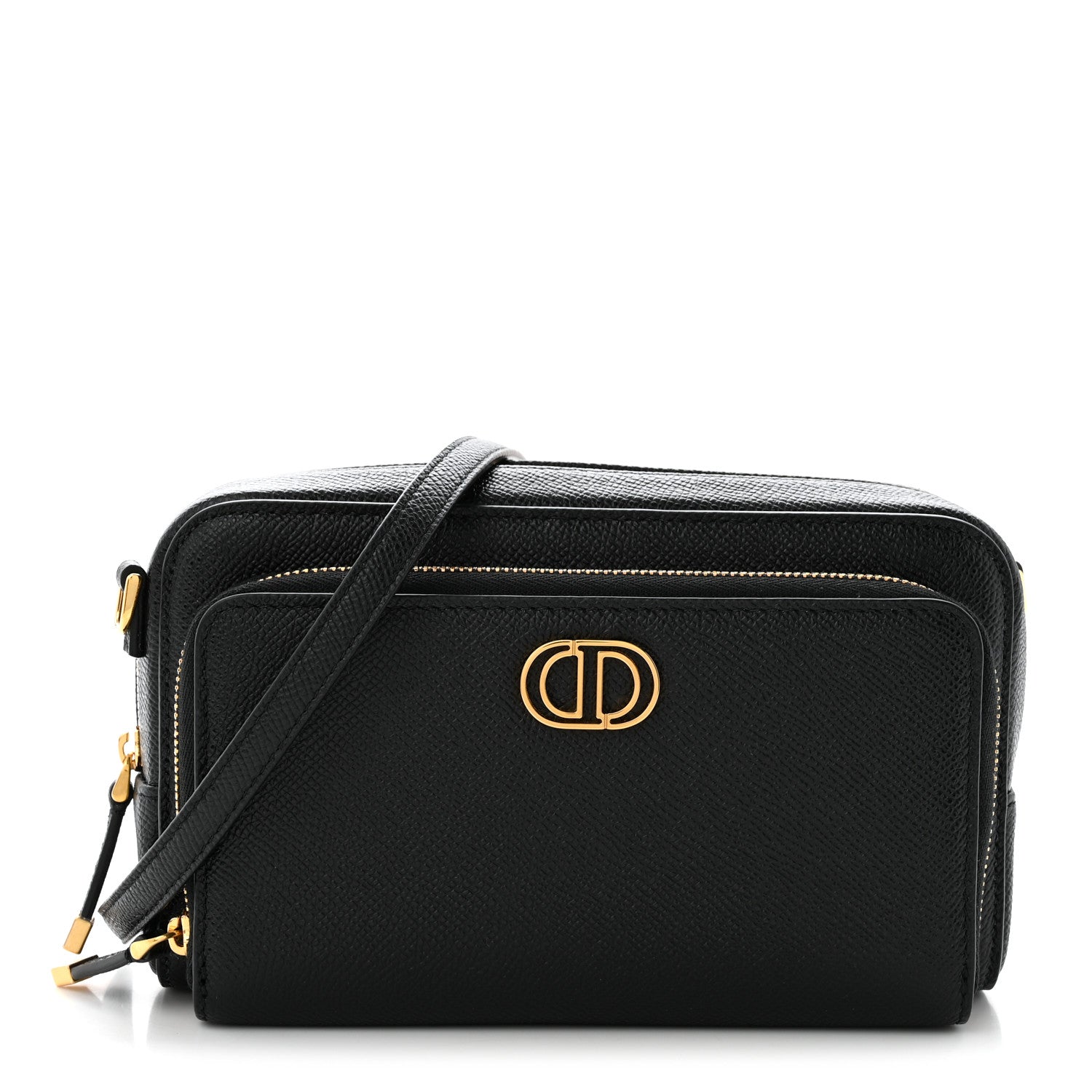 Christian Dior Grained Calfskin Caro Double Pouch Black 1 of 10