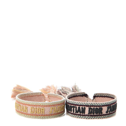 Christian Dior Woven Cotton J'Adior Friendship Bracelet Set Gold Pink 4 of 5