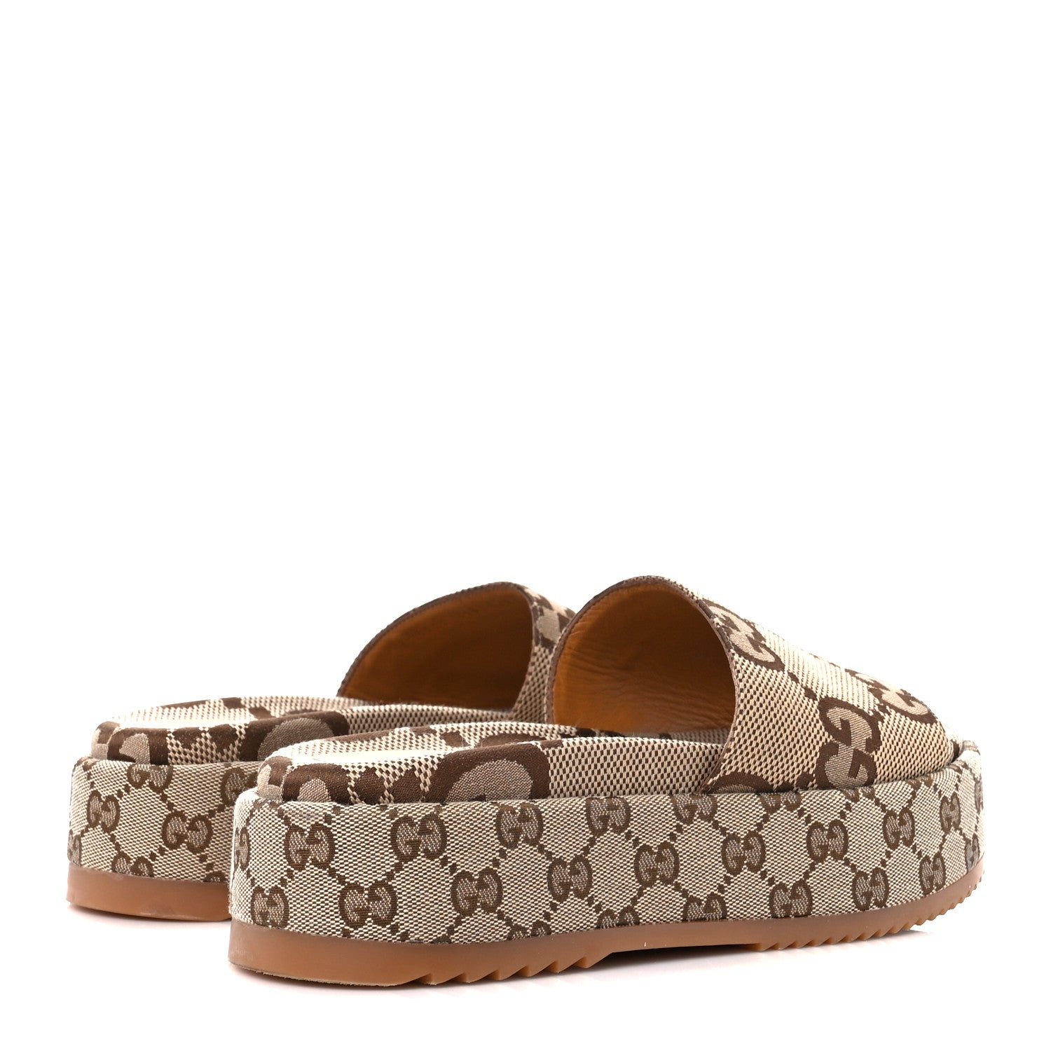 Gucci Monogram Maxi GG Angelina Platform 55mm Slide Sandals 39.5 Camel Ebony 4 of 9