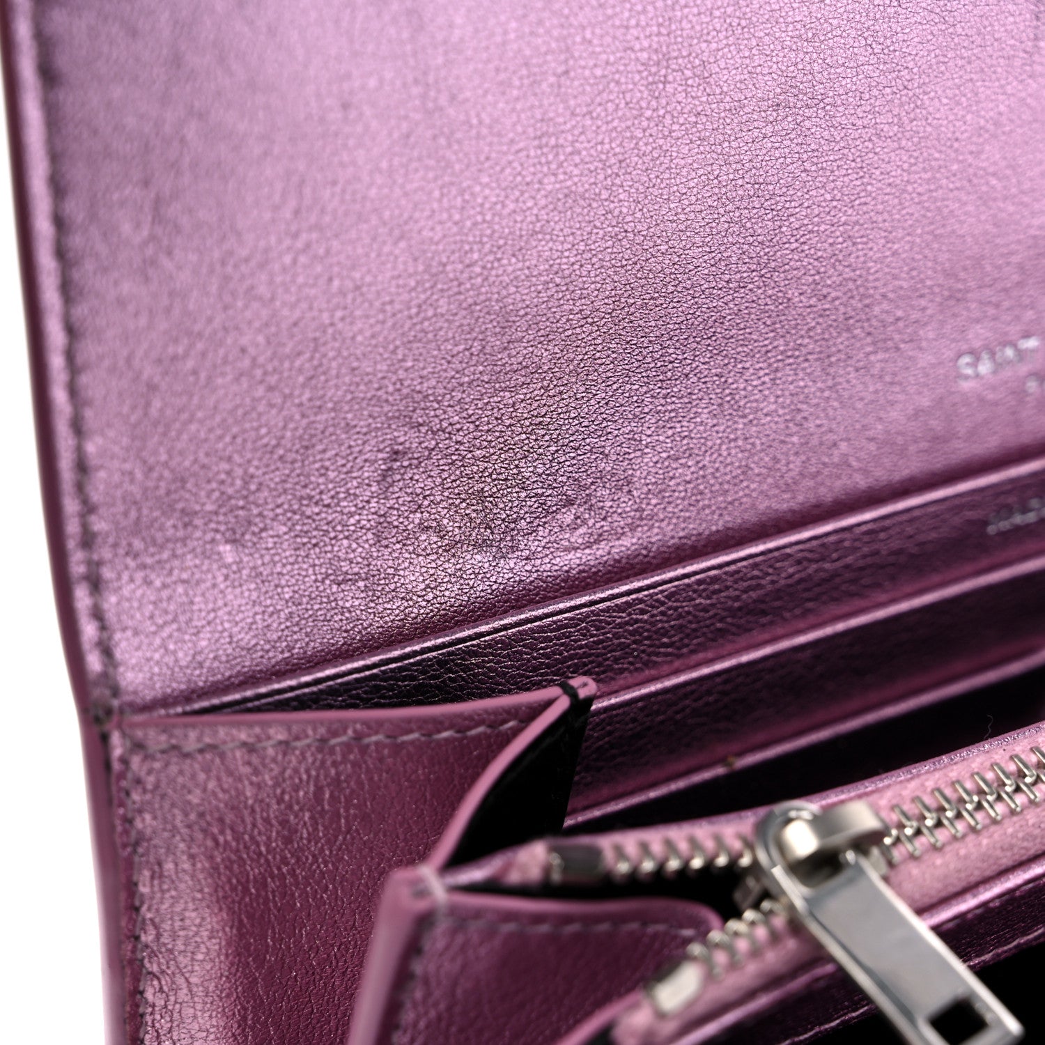 Saint Laurent Metallic Calfskin Classic Monogram Cassandre Wallet New Azalea 9 of 12