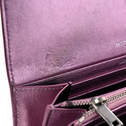 Saint Laurent Metallic Calfskin Classic Monogram Cassandre Wallet New Azalea 9 of 12