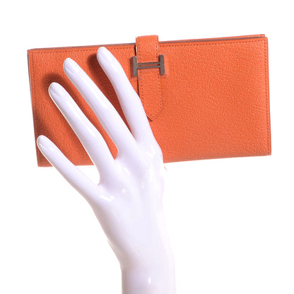 Hermes Chevre Mysore Bearn Wallet Orange 2 of 10