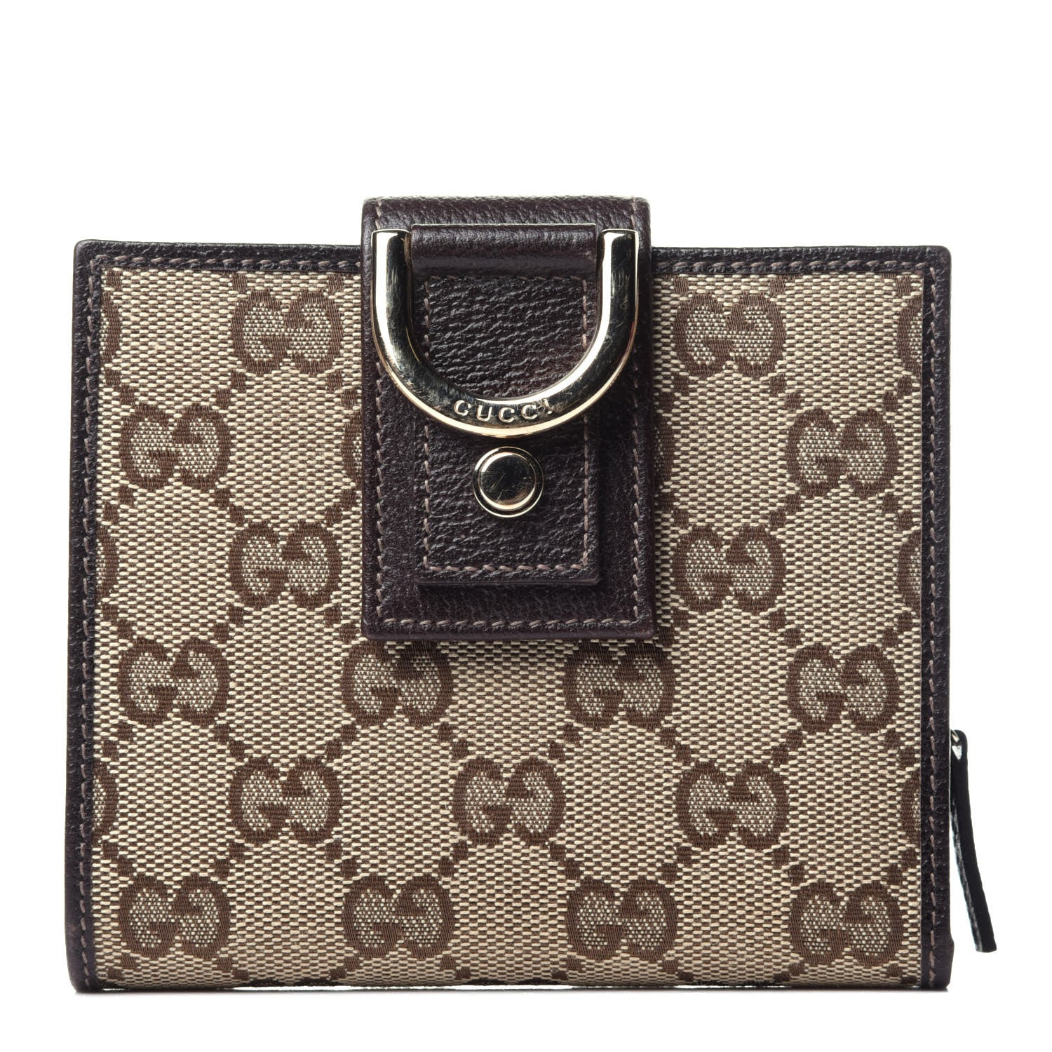 Gucci Monogram D Ring Compact Wallet Dark Brown 1 of 12