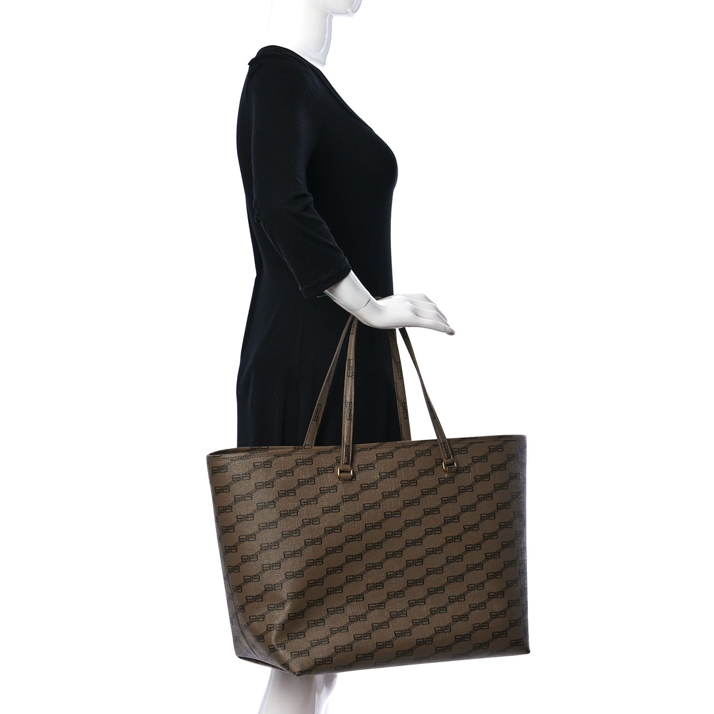 Coated Canvas BB Monogram Large Signature East West Shopper Bag Beige Brown