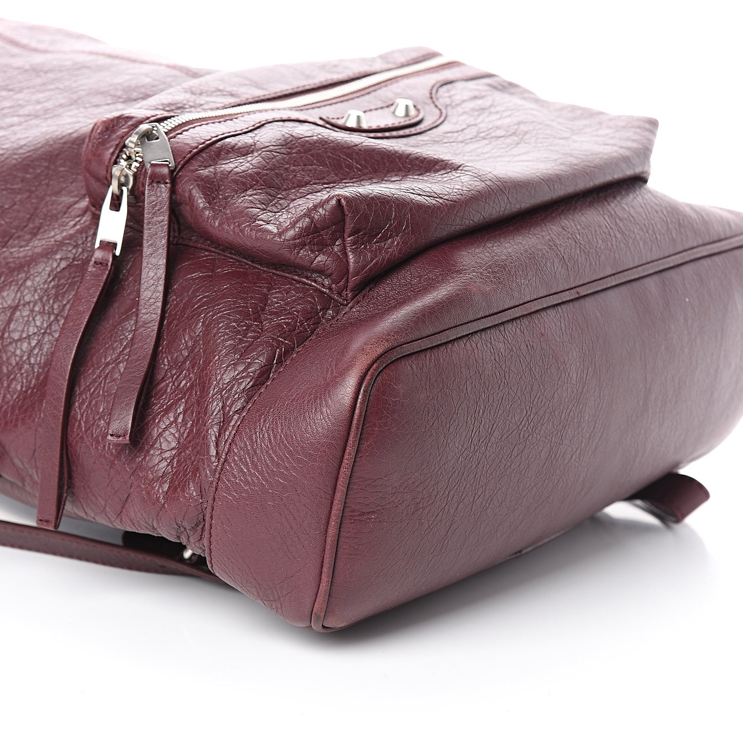 Agneau Classic Silver Hardware Backpack Rouge Lie De Vin