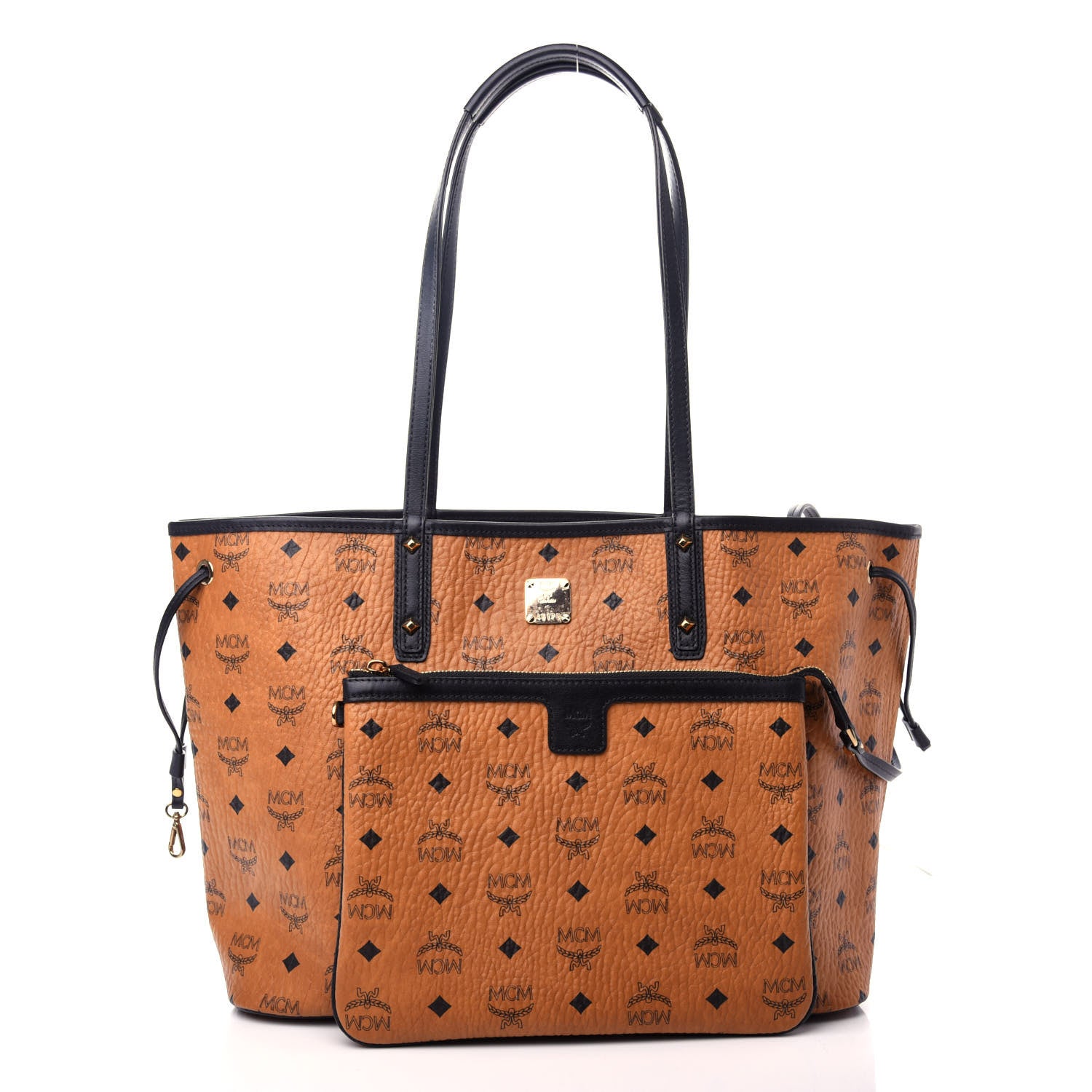 MCM Visetos Medium Project Reversible Shopper Tote Cognac 4 of 11