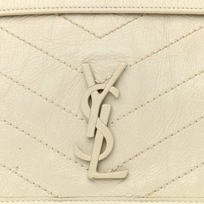 Saint Laurent Crinkled Calfskin Matelasse Monogram Medium Niki Chain Satchel Ivory 9 of 13