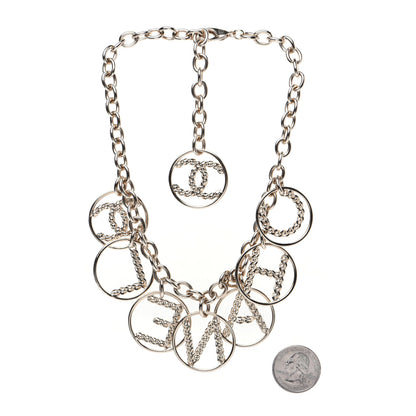 Chanel Metal Strass Crystal Logo Necklace Gold 2 of 7