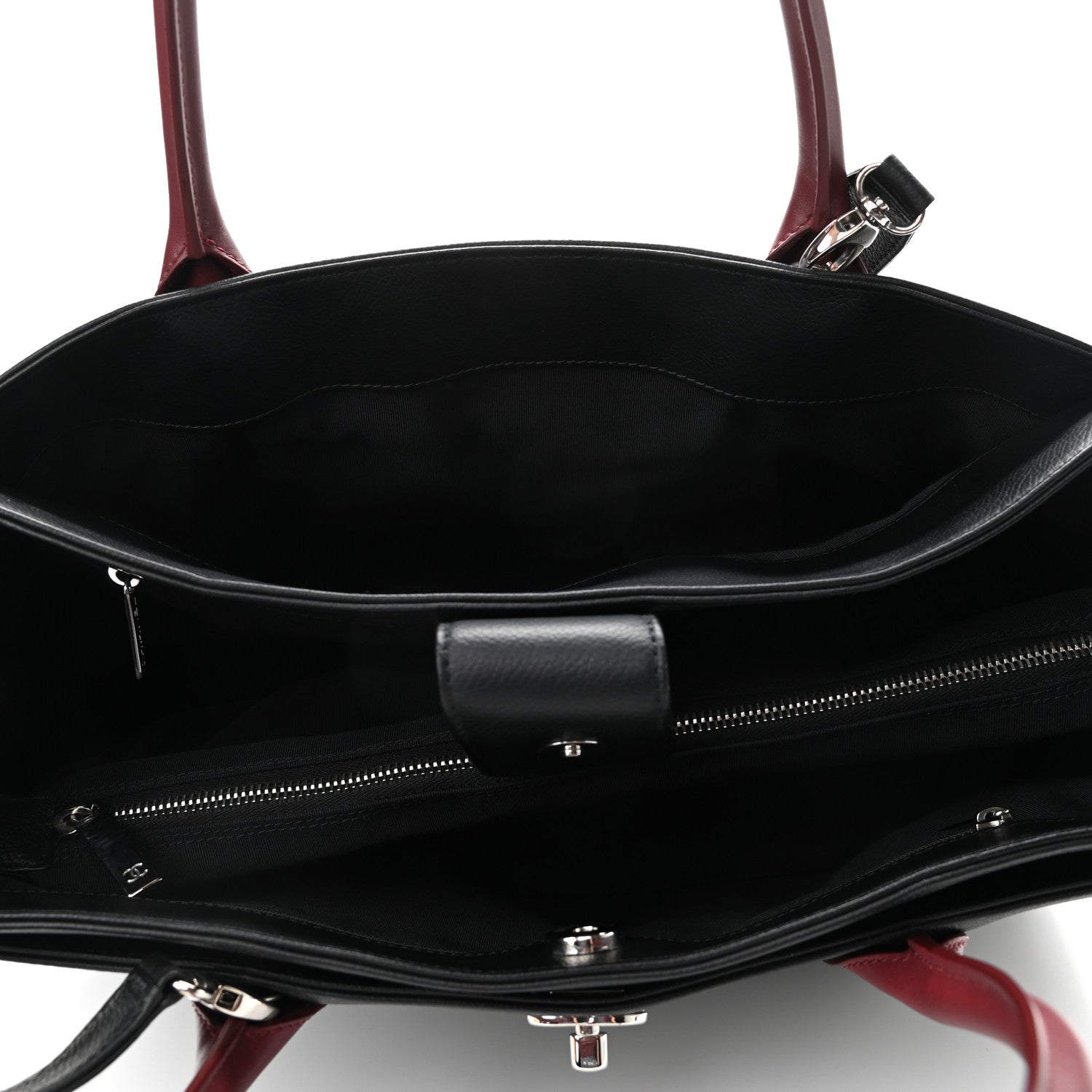 Chanel Calfskin Cerf Executive Shopper Tote Burgundy Black 4 of 9
