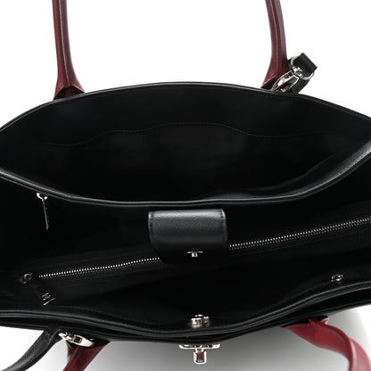 Chanel Calfskin Cerf Executive Shopper Tote Burgundy Black 4 of 9